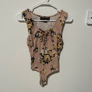 Polly & Esther Floral Beige Women's Top